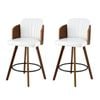 Artiss 58cm Wooden Bar Stools Set of 2 Swivel Kitchen Counter Stool Chair with PU Seat Backrest