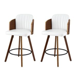 Artiss 58cm Wooden Bar Stools Set of 2 Swivel Kitchen Counter Stool Chair with PU Seat Backrest