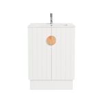 CIBO 600mm Freshwater White Full HeightBathroom Vanity with Oak Handle