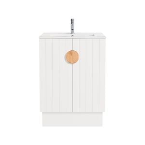 CIBO 600mm Freshwater White Full Height Bathroom Vanity with Oak Handle