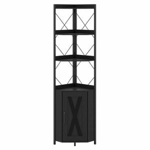 Costway Corner Shelf Bookshelf 180cm Tall Storage Cabinet Black