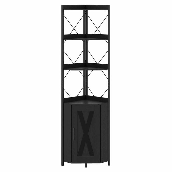 Costway Corner Shelf Bookshelf 180cm Tall Storage Cabinet Black