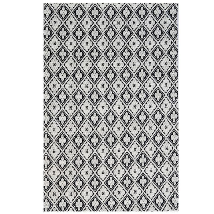 Modern Handwoven Wool Rug-Luxury 6407-Ivory Black-110x160cm