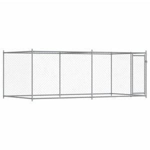 vidaXL Dog Cage with Door Dog Kennel Crate Animal House Grey Galvanised Steel