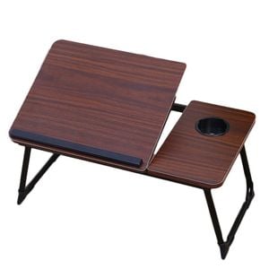 Catzon Laptop Desk For Bed With 5 Adjustable Angles & Cup Holder-brown