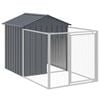 vidaXL Dog House Dog Kennel with Roof and Run Anthracite Galvanised Steel