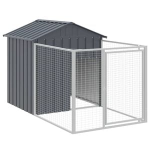 vidaXL Dog House Dog Kennel with Roof and Run Anthracite Galvanised Steel