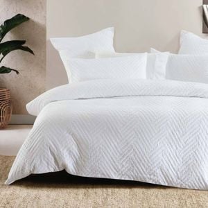 Bambury Panama Jacquard Polycotton Quilt Cover Set Steel Home Bedding Queen