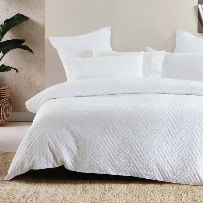 Bambury Panama Jacquard Polycotton Quilt Cover Set Steel Home Bedding Queen
