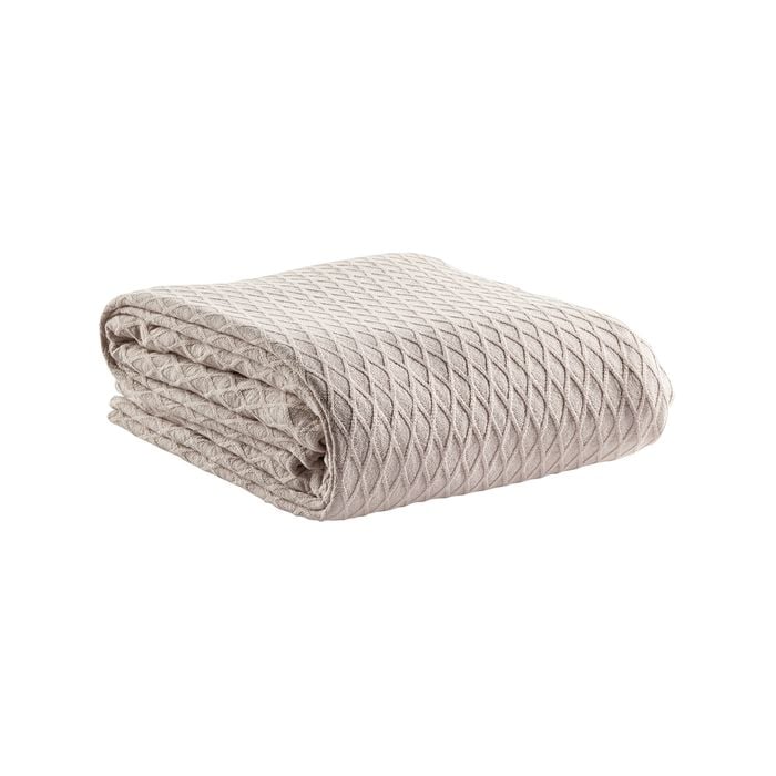 Gosford Blanket 100% Cotton Stone - Single/Double Bed