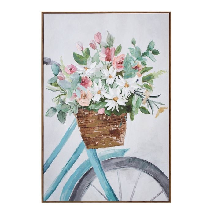 LVD Framed Canvas/Resin 60x90cm Floral Bike Wall Hanging Art