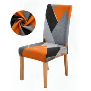 Anyseat Chair Cover Orange Gray Geometric Design Elastic Slipcover Dining Decor