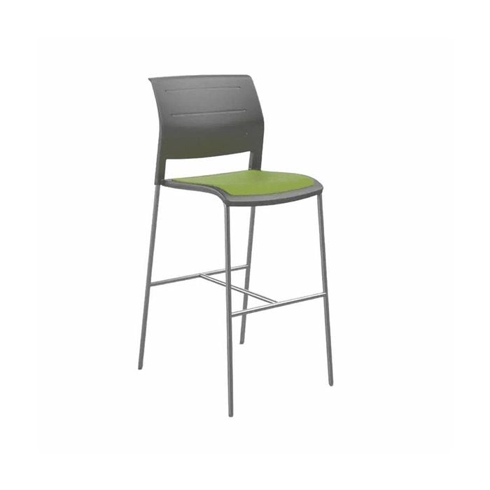 Olg Game Bar Stool Chrome Legs White Shell Lime Green Upholstered Seat Only