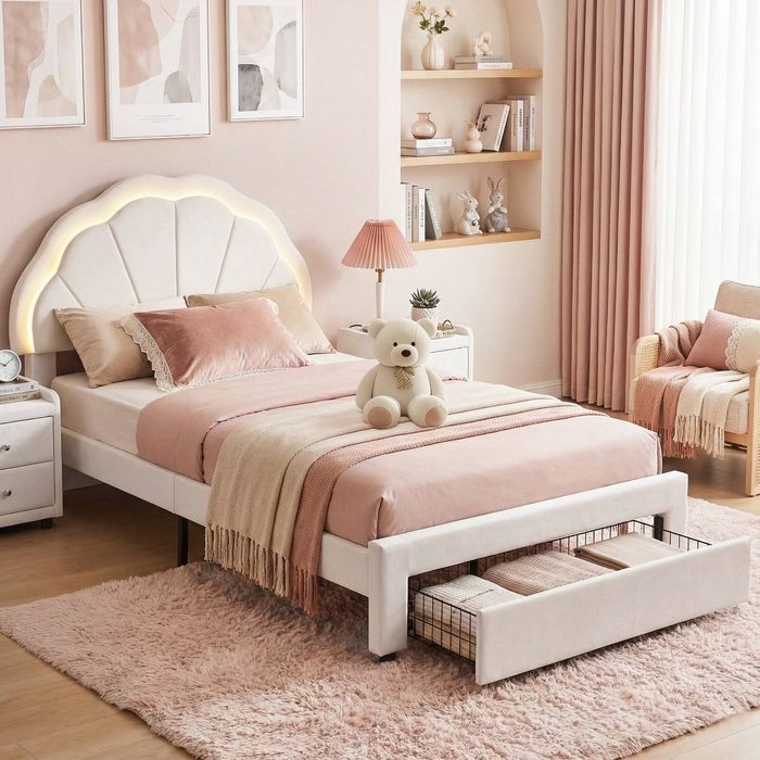Artiss King Single Bed Frame Velvet Platform Bed