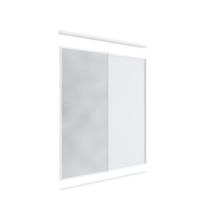 Lugna 2100 x 1201-1800mm 1 Mirror 1 Melamine Wardrobe Double Sliding Doors