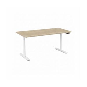 Olg Agile Motion Plus Round Leg White Frame Nordic Maple Top With Cable Management Height Adjustable Desk L1200mm X W600mm