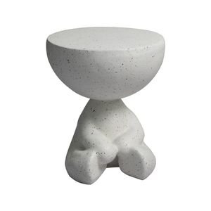 Levede Side Table Terrazzo Coffee Tables  Human Shape Bed Sofa Concrete Beige