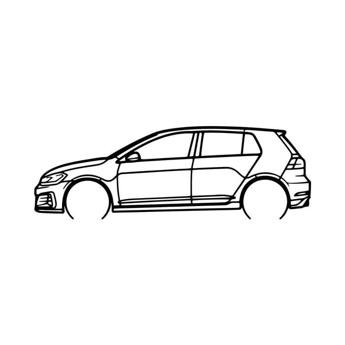 Ignite Laser Volkswagen Golf 7 GTI Tcr Silhouette Metal Wall Art Rustic Metal 23.6inch/60cm
