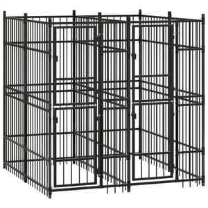 vidaXL Outdoor Dog Kennel Steel Garden Puppy Pet Enclosure Supply Cage House