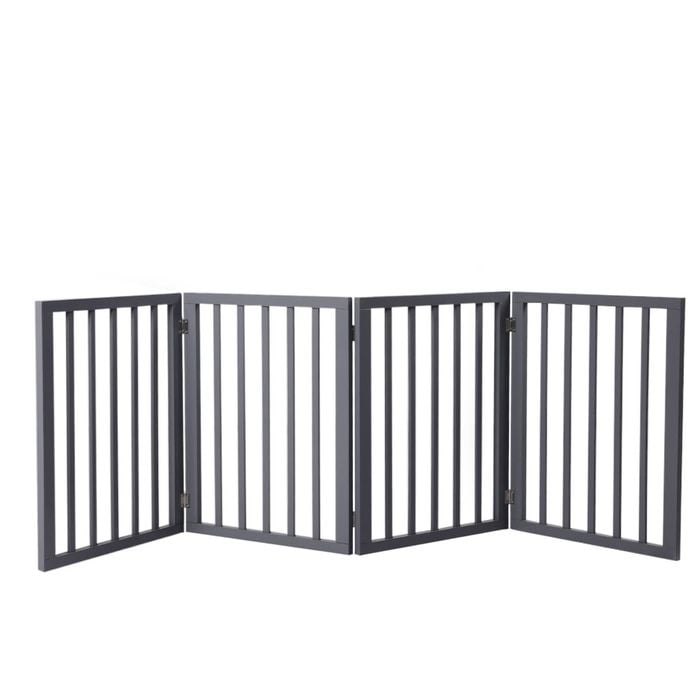 Pawz 4-Panel Wooden Foldable Pet Gate Grey