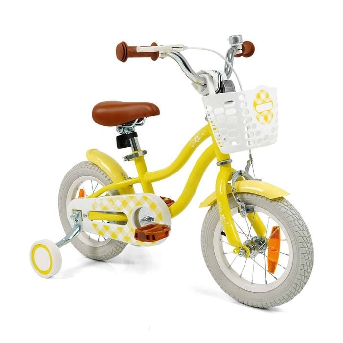 Costway 30cm Balance Bike Kid Ride On Bicycle W/training Wheels Yellow