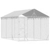 vidaXL Dog Kennel Outdoor Dog Crate Dog House with Roof Silver Galvanised Steel