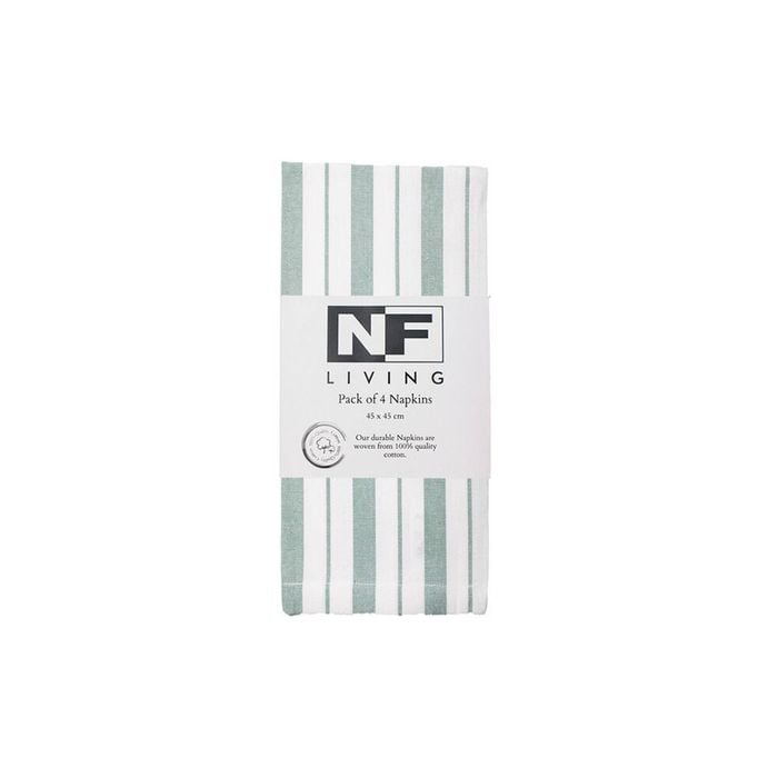 4pc NF Home & Entertaining Essentials French Napkins 45cmx45cm Striped Sage