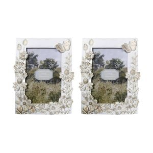 2x Urban Products Garden Floral White Decorative Photo Frame 4x6inch