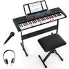 Costway Lighted Keys Electronic Piano w/Stool Mic Headphone