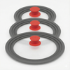 3pcs Set Pyrolux Universal Glass and Silicone Lid to Fit All Fry Pans in Red/Grey (3 Different Sizes)