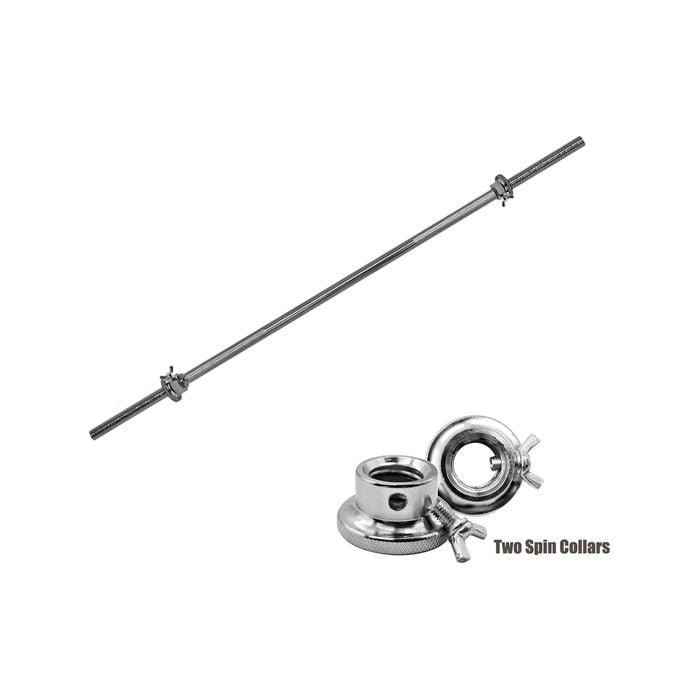 120cm Weight Bar - Barbell Bar With 2 Collars - Standard 25mm Diameter Home Gym