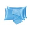 LINENOVA Satin Pillow Case Queen Size Pair Light Blue