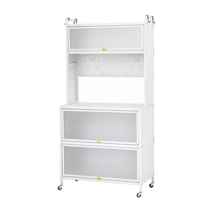 Artiss Kitchen Cabinet Storage Shelves Pegboard Pantry Cupboard Buffet Sideboard Flip Doors White