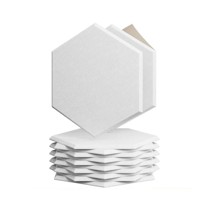 iDEER LIFE Acoustic Foam 12PCS Sound Absorbing Panels Wall Tiles (Hexagon Shape- White)