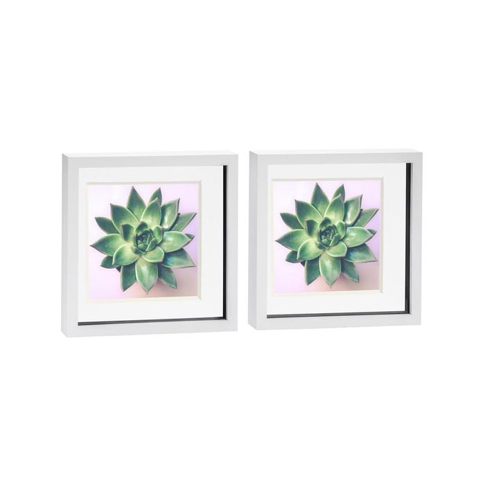 Nicola Spring 10" x 10" White 3D Box Photo Frames - 8" x 8" Mount - Pack of 2