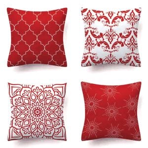 Set of 4 Luxton Flannel Home Decoration Cushion Covers (Red)