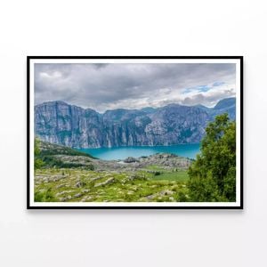 Lake Surrounded By Mountains  Print 100% Australian Made 90x60cm  (Poster)