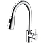 Caroma WELS 5 Star Rated, 6.0L/min Chrome Husk Retractable Dual Spray Sink Mixer