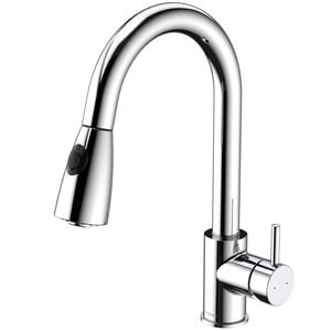 Caroma WELS 5 Star Rated, 6.0L/min Chrome Husk Retractable Dual Spray Sink Mixer