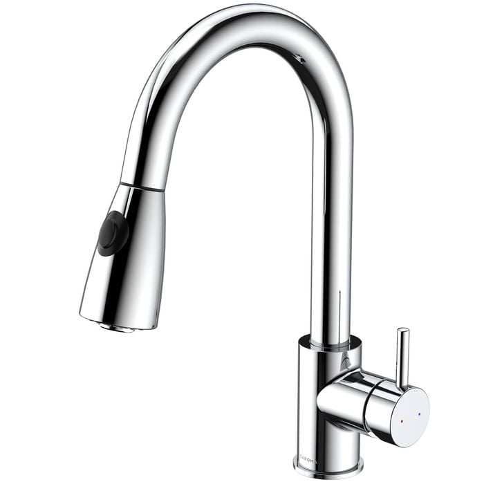 Caroma WELS 5 Star Rated, 6.0L/min Chrome Husk Retractable Dual Spray Sink Mixer
