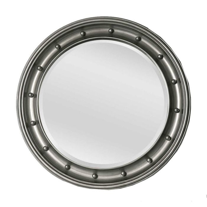 Belle Clive Hanging Wall Mirror Round 90cm - Burnt Silver