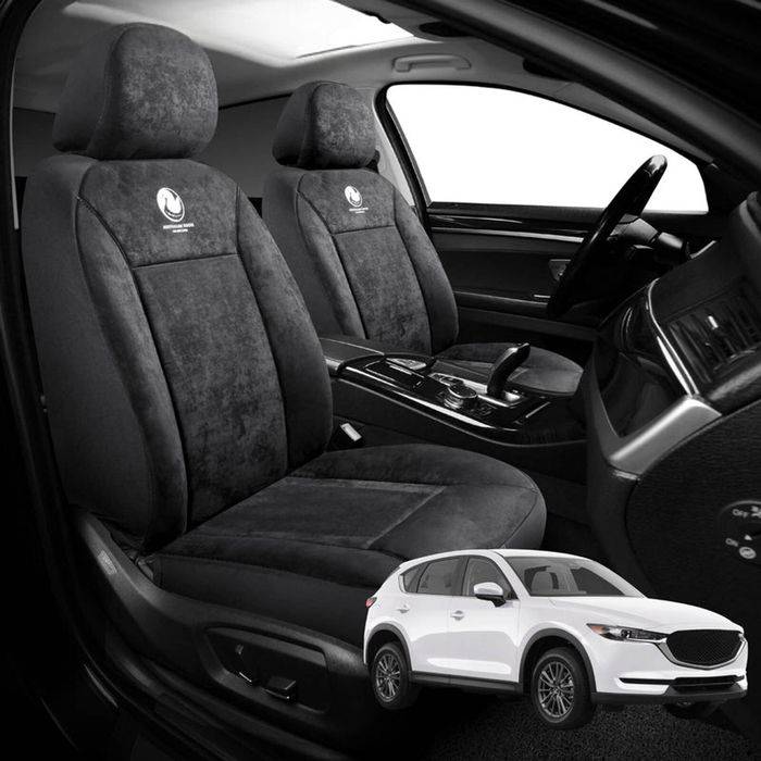 Australian Goose Edition Front Seat Covers for Mazda CX-5 2017 - 2025 (KF) - Suede, Universal Fit - Black