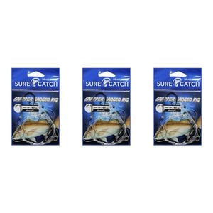 3x Surecatch Pre-Tied Snapper Rig - Ganged Hook Rig Sharpened Hook - Size 5/0