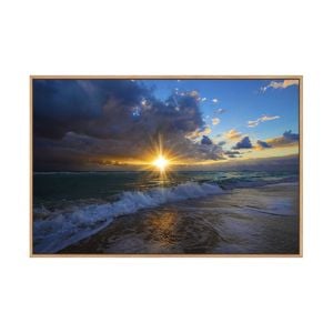 Artey | Sunrise Over Miami Beach - Framed Canvas - Natural Frame - 60 x 90cm