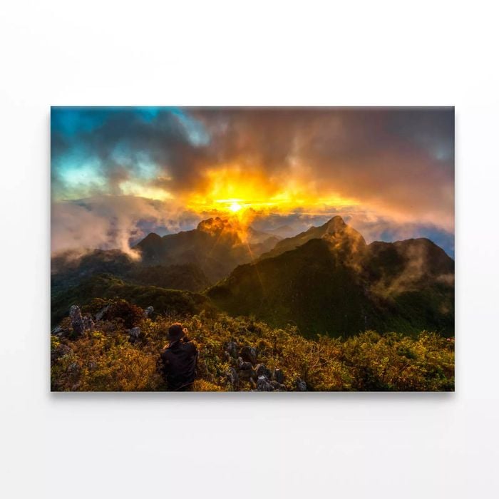 Bright Sun with Mountains & a Sky  Print 100% Australian Made 150 x 100cm  (Stretched)