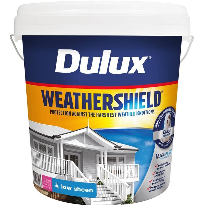 Dulux 10L Extra Bright Low Sheen Weathershield Exterior Paint