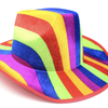 Rainbow Striped Cowboy Hat Trilby Fedora Clown Cap LGBT Gay Pride Party Costume
