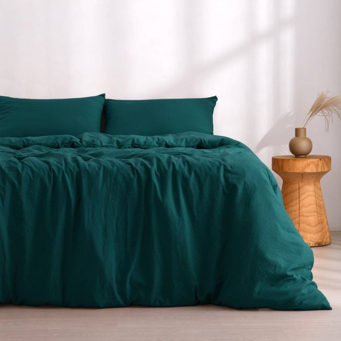 Dreamaker Superfine Washed Microfibre Quilt Cover Set Teal King Bed