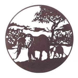 P&P 80×1×80cm Rusty Elephant Metal Wall Decor for Living Rooms, Bedrooms & Offices, Stunning Elephant Art