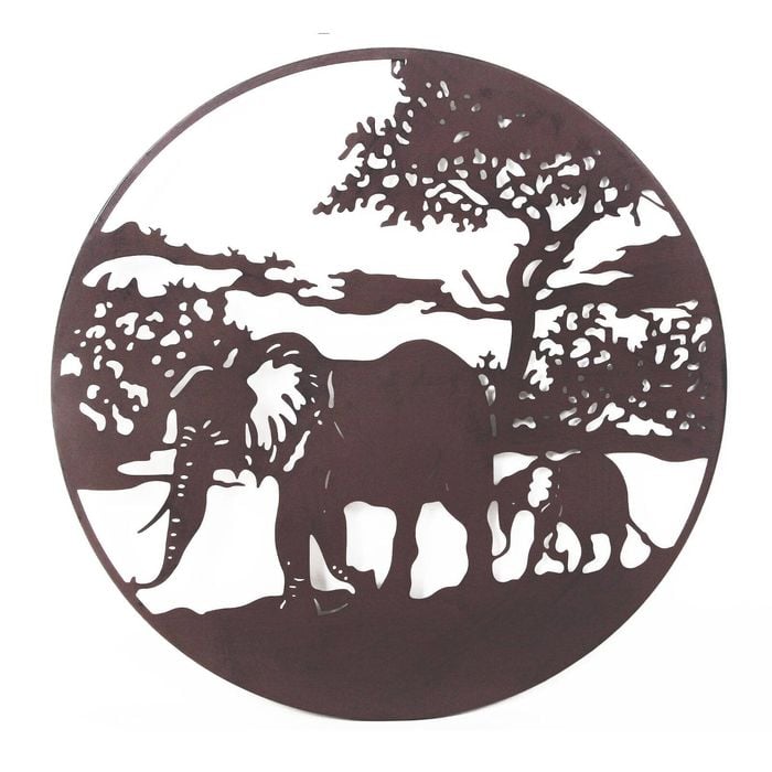 P&P 80×1×80cm Rusty Elephant Metal Wall Decor for Living Rooms, Bedrooms & Offices, Stunning Elephant Art